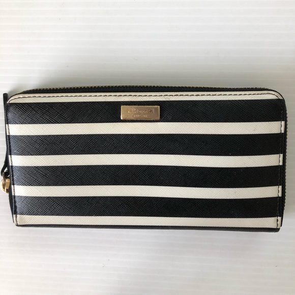 kate spade Handbags - Kate Spade Neda Black White Stripe Wallet